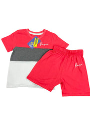 Red Summer Suit T-Shirt & Nikar Set – Bold, Breathable & Ready for Adventure!