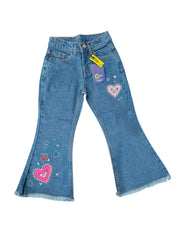 Love Heart Butterflies Flapper Denim Pant – Blue