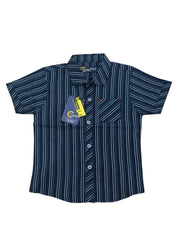 Navy Blue Casual Shirt with White Check – Relaxed & Stylish