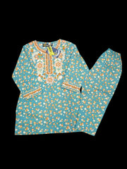 Muted Blue Embroidered Shalwar Kameez for Girls