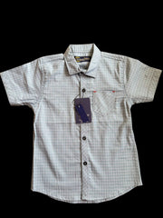 Grey and White Checked Casual Shirt for Boys