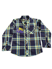 Boys' Blue & Green Check Casual Shirt