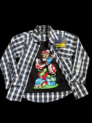 Stylish Black & White Double-Layer Shirt for Boys