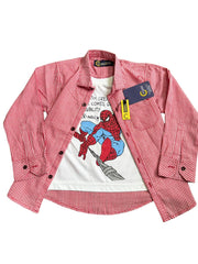 Spiderman Pink Checked Double Shirt for Boys