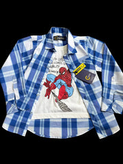 Blue Checked Double Shirt for Boys