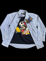 Boys' Blue Lined Double Layer Shirt – Stylish & Comfortable