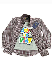 Brown Checked Double Layered Shirt for Boys