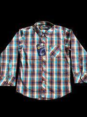 Brown & Blue Checked Casual Shirt for Boys