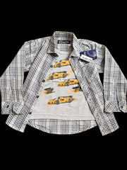 Car-Themed Black & White Double Shirts for Boys