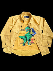 Roar in Style – Dinosaur Yellow Double Shirt for Boys