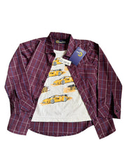 Magenta Double Shirt for Boys