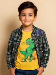 Dino graphic double shirt yellow and green for boys