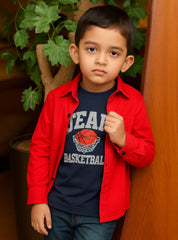 Vintage Red Carhartt Jacket with Basketball Graphic Tee