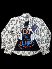 Kids Balloon Print Button-Up Shirt with DJ Graphic Tee Set