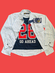 Blue Checked Double Shirt for Boys