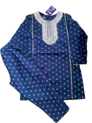 Blue Cotrie Top & Trouser Set for Girls