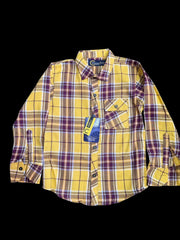 Falalen Bright Yellow Check Shirt for Boys (1–12 Years)