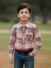 Falalen Pink & Blue Check Shirt for Boys