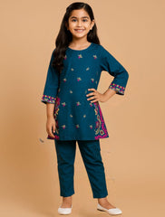 Dark Blue Elegance – China Khaddar Embroidered 2-Piece