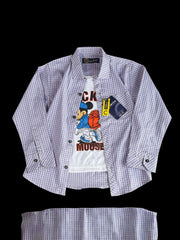 Grey Check Double Shirt for Boys– Soft Twill Fabric