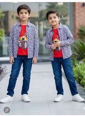 Stylish Black & White Double Checked Shirt