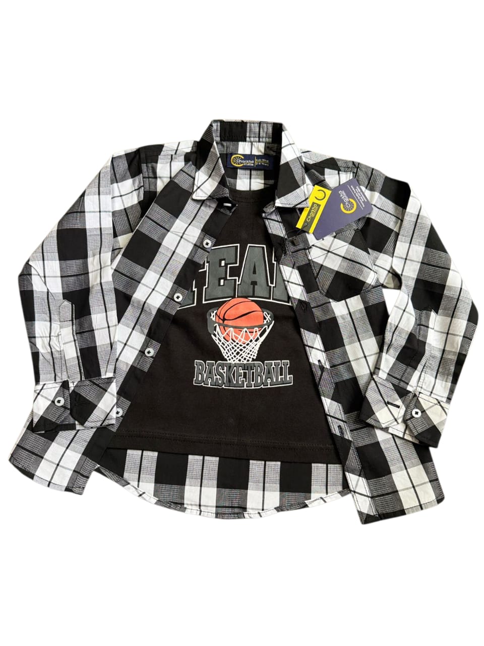 Boys' Black & White Double Layer Shirt