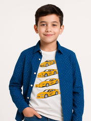 Blue Car Double Shirt for Boys