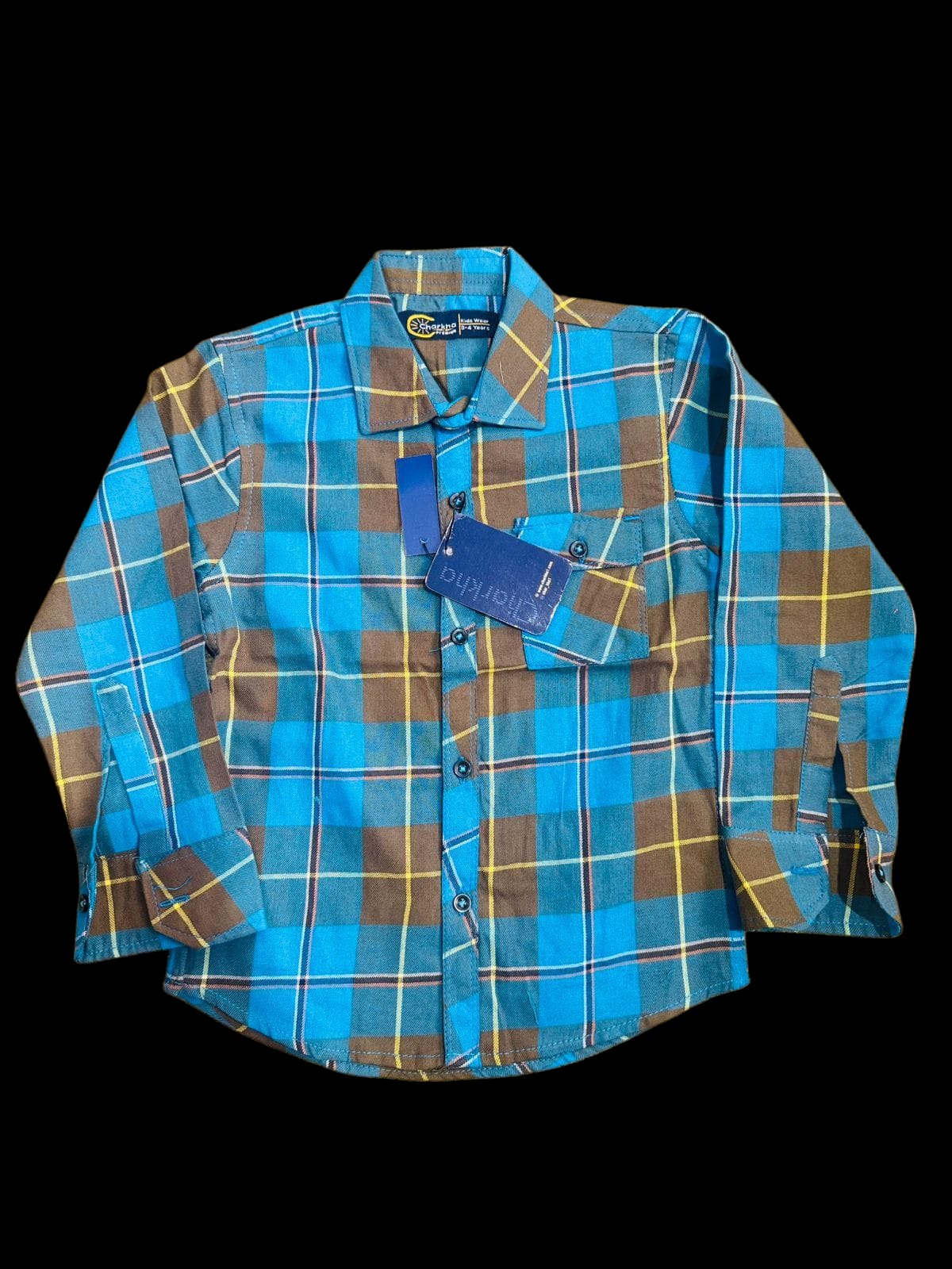Falalen Sky Blue Check Shirt for Boys