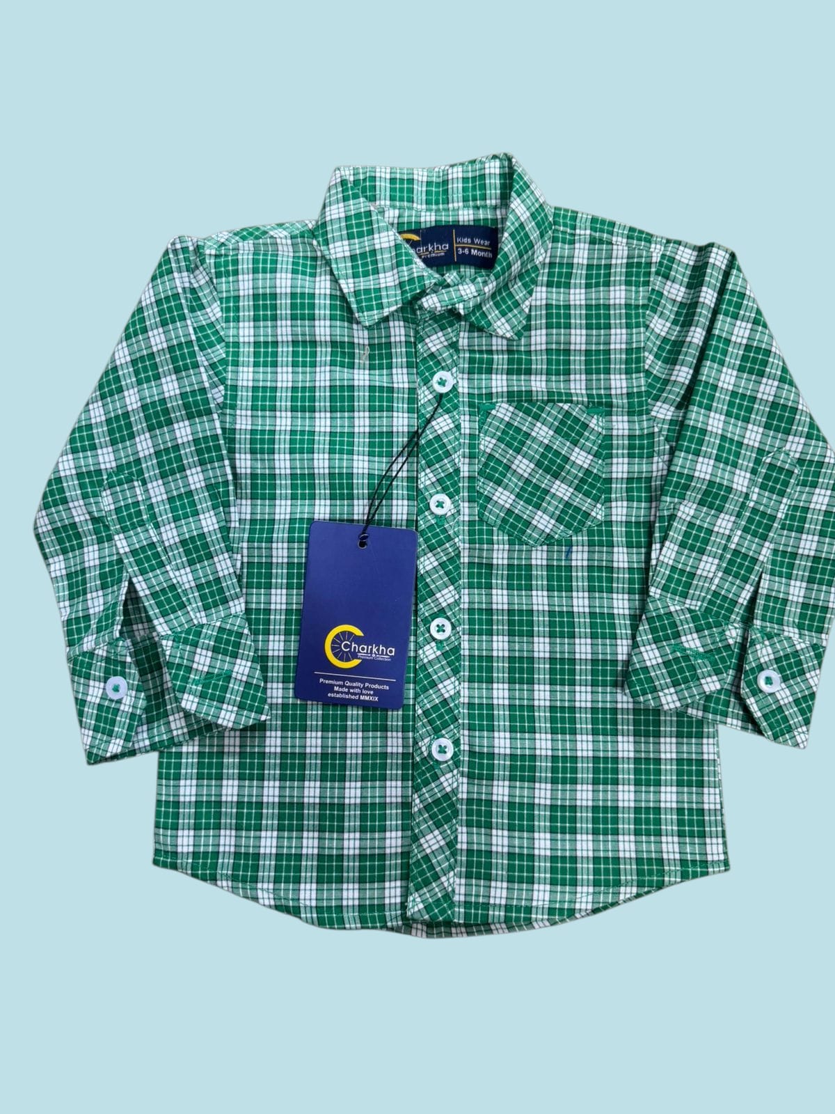 Boys’ Green & White Checked Casual Shirt