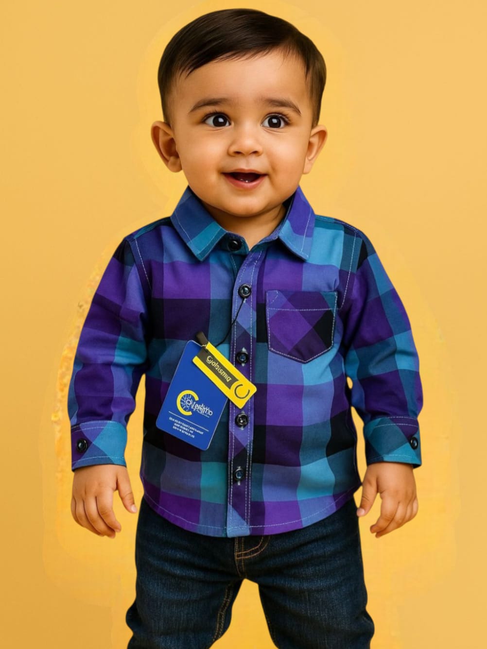 Blue & Purple Checked Casual Shirt for Boys