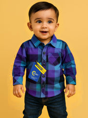 Blue & Purple Checked Casual Shirt for Boys