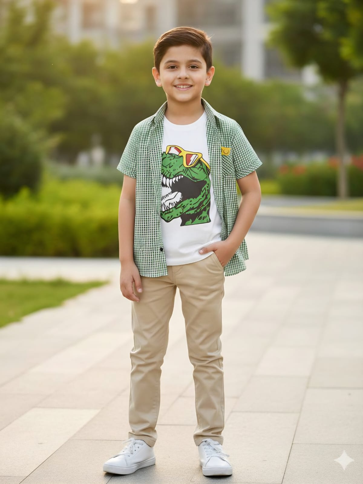 🦖;Green Dino Double Shirt